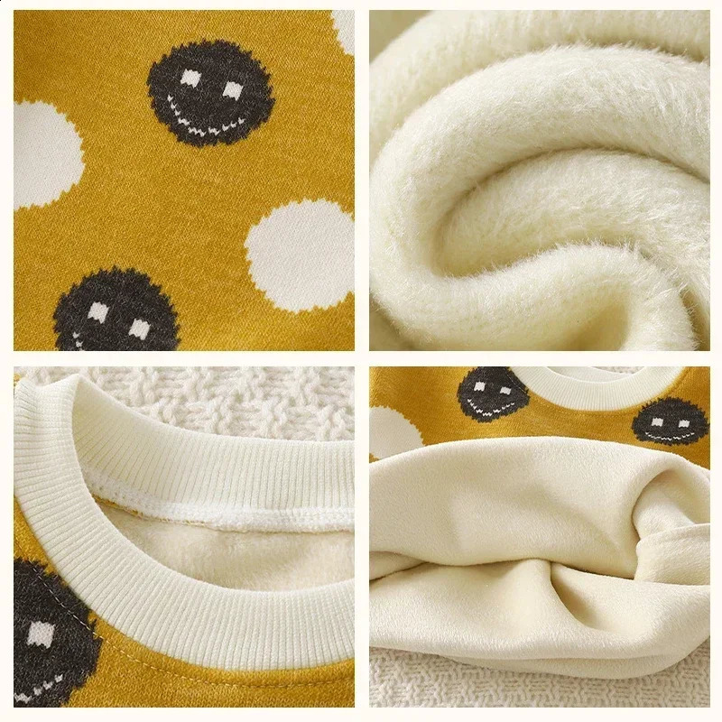 ThickenKids Sweater Autumn Winter Plush Velvet for Printed Sweatshirts Casual Children Clothing Pullover OutwearChristmasGifts 251027