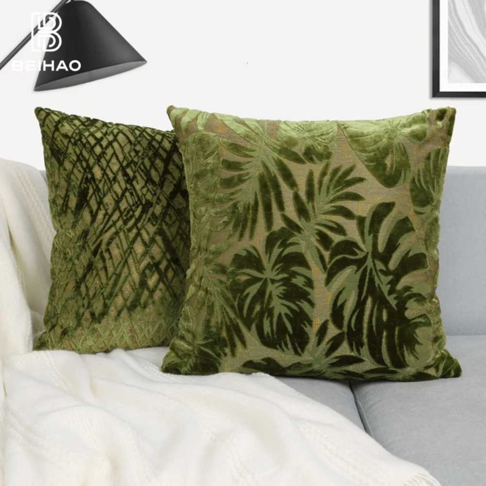 Pillow Case Leaf Jacquard Throw Covers cases Cushion Covers For Home Bed Room Sofa Decoration Luxury Velvet St Patricks Day C251028