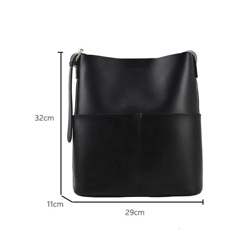Fashionable 2025 Womens Leather Shoulder Bucket Bags Handbags Winter Fall Autumn Femme Design Casual Sac De Luxe Femme VintageW251028