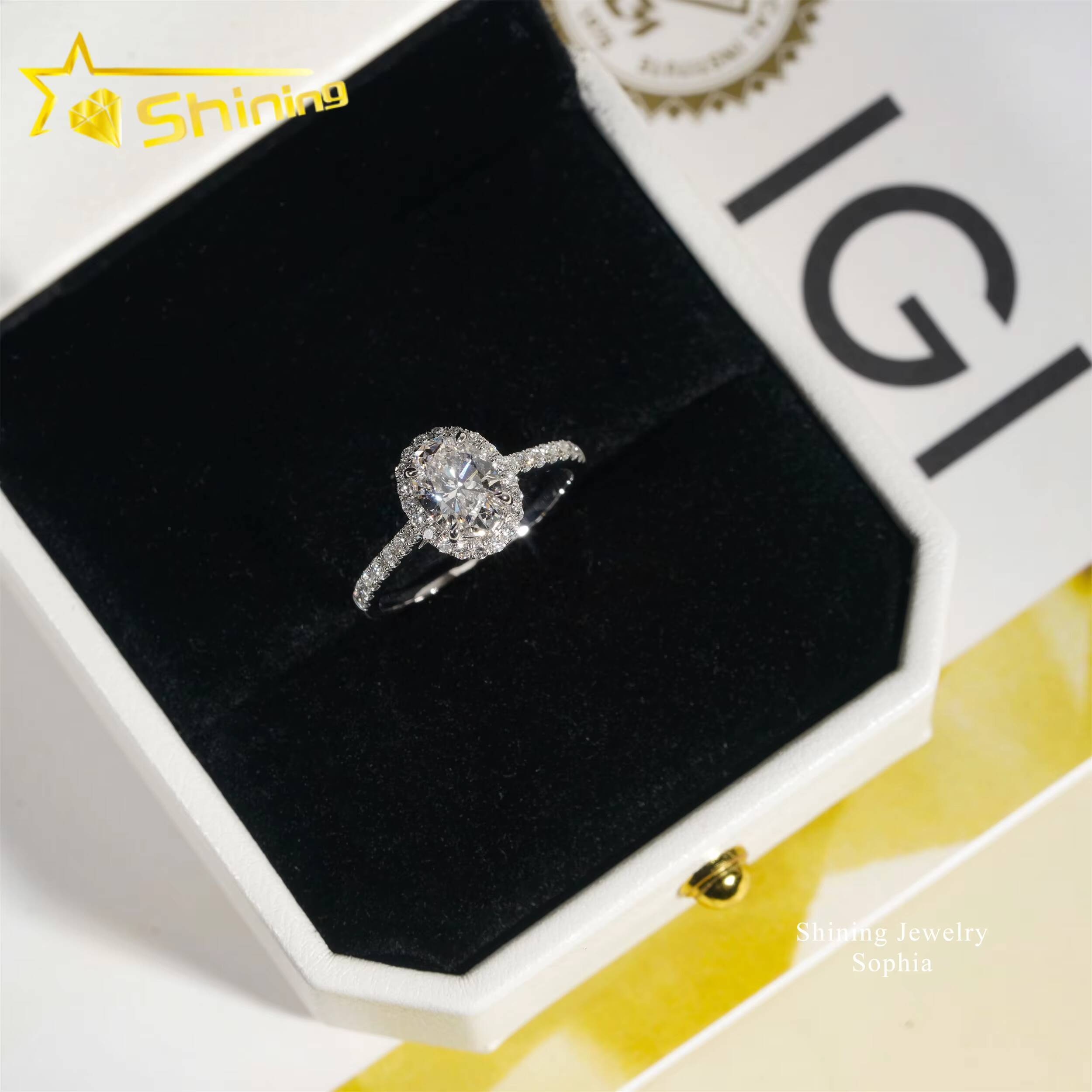 IGI Certificate Oval Cut Solitaire Design 14K Real Solid Gold 113carat Lab Grown Diamond Rings Women Engagement Ring