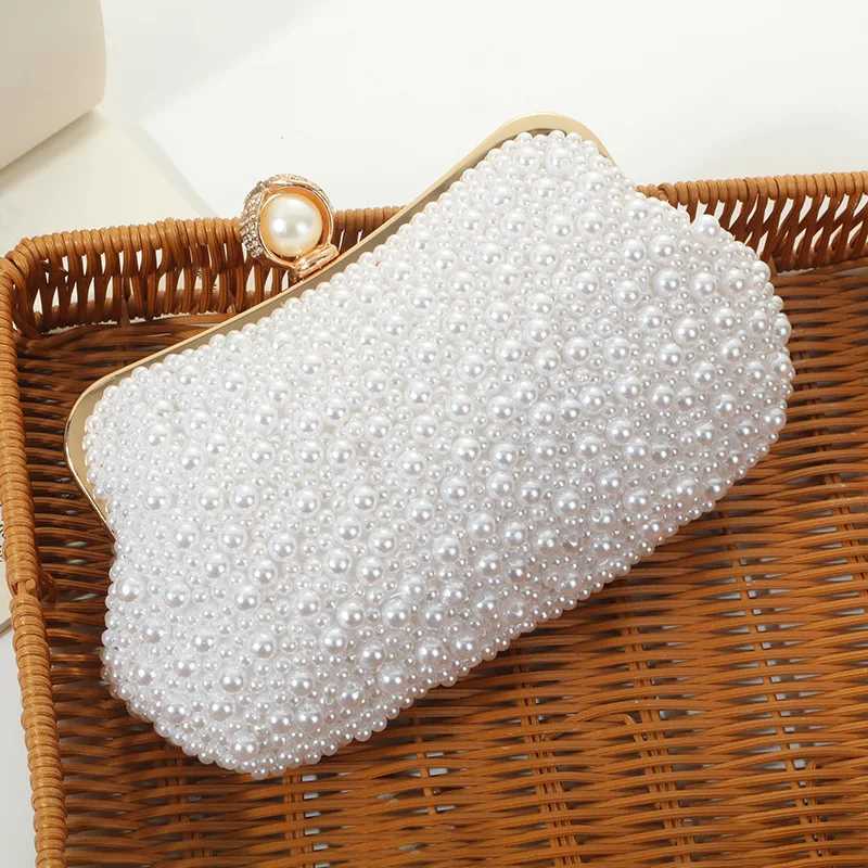 Pure Handmade Pearl Embroidery Dinner Bag Portable Storage Bag Wedding Party Evening Dress Bag Metal Chain Shoulder Bag H251027