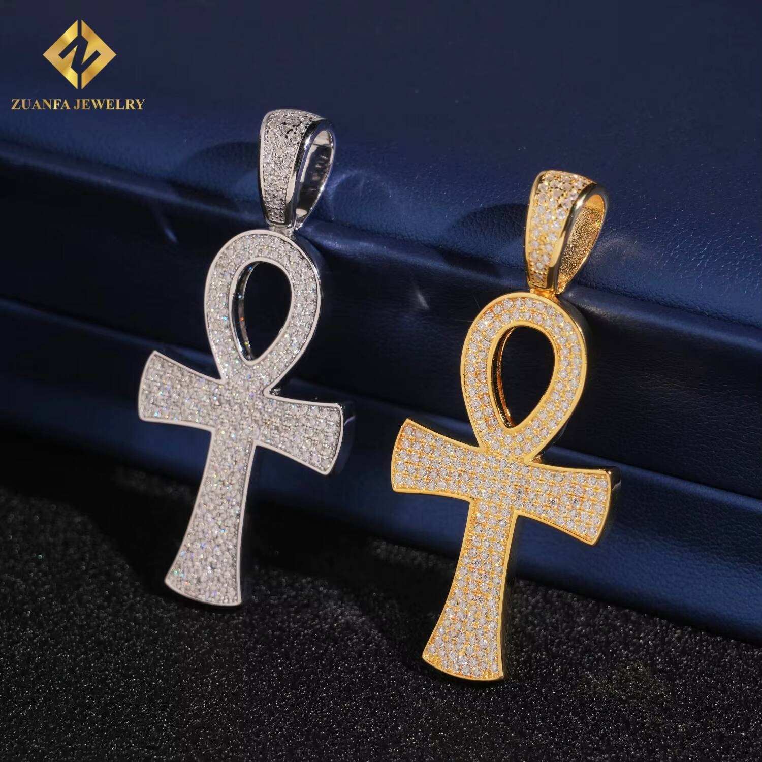 Trendy Jewelry Fine Pendants 925 Sterling Silver Hip Hop Cross Pendant Men Women Moissanite High Quality Gift