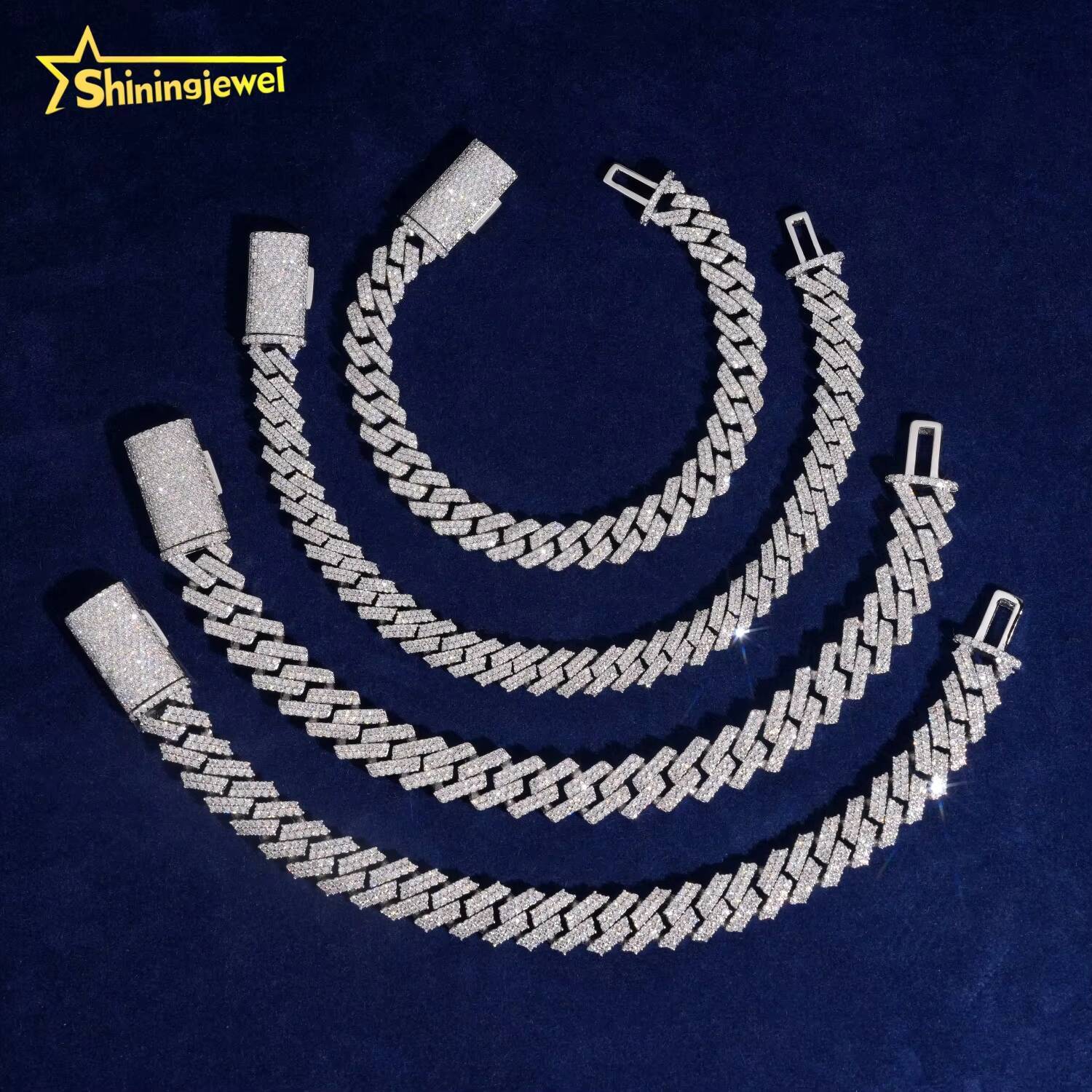 Hot Sale 4Styles 8mm 10mm Bracelet Iced Out VVS Moissanite 925 Silver Hip Hop Diamond Jewelry Miami Cuban Link Chain Bracelet