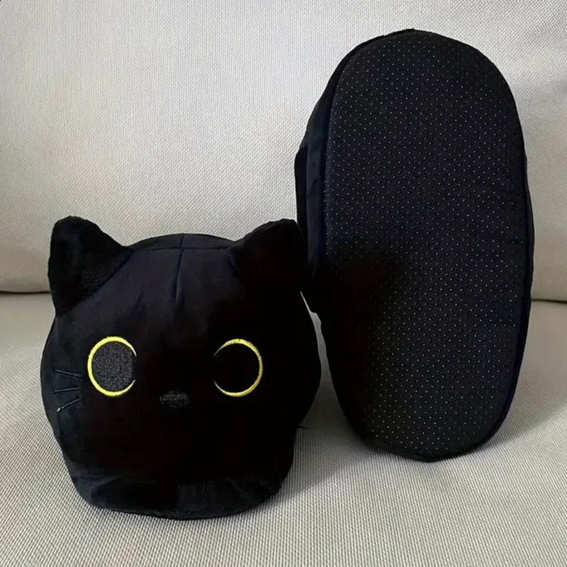 Siamese Cat Snail Cotton Shoes Y2K Alien Plush Slippers Black Full Pack Doll Shoes Warm Performance Props Home Non Slip Slippers 251023