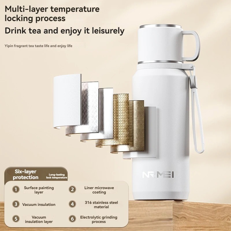 1.5L Thermos Bottle Stainless Steels Vacuum Flask Hot Coffee Tea Water Heat Preservation Bottles Cold Tumbler Drinkware W260226