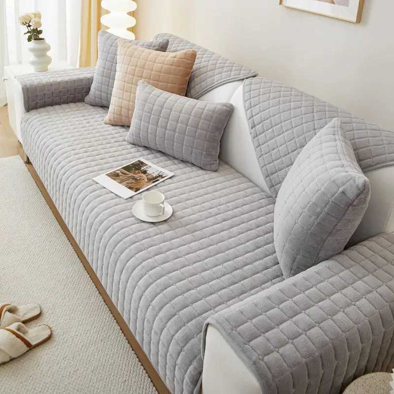Plush Plaid Sofa Cushion NonSlip Thickened Universal Living Room Sofa Cover Thickened Warm Sofa Back Cover Armrest Towel C251028