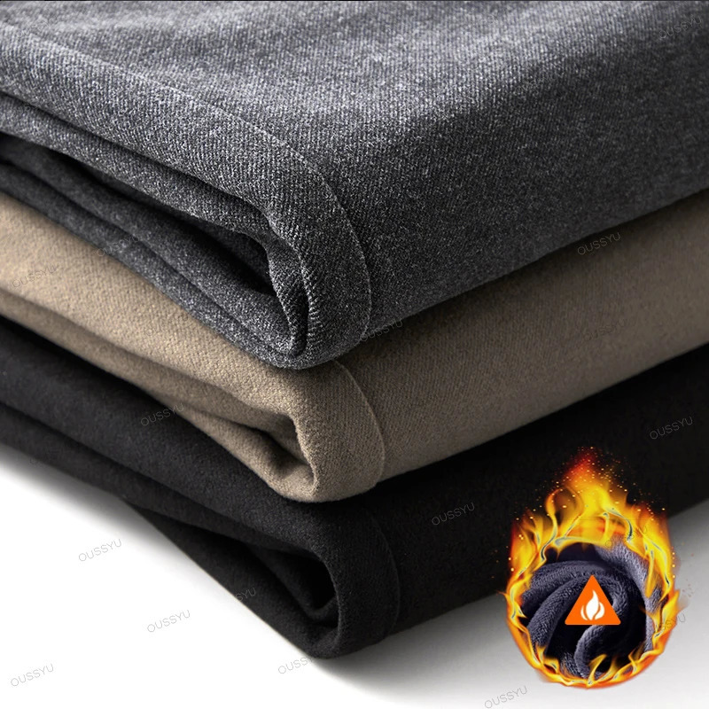 Winter Fleece Warm Suit Pants Men Thick Business Classic Outdoors Velvet Flocking Plush Korean Formal Trousers Male Oversized 40 251027