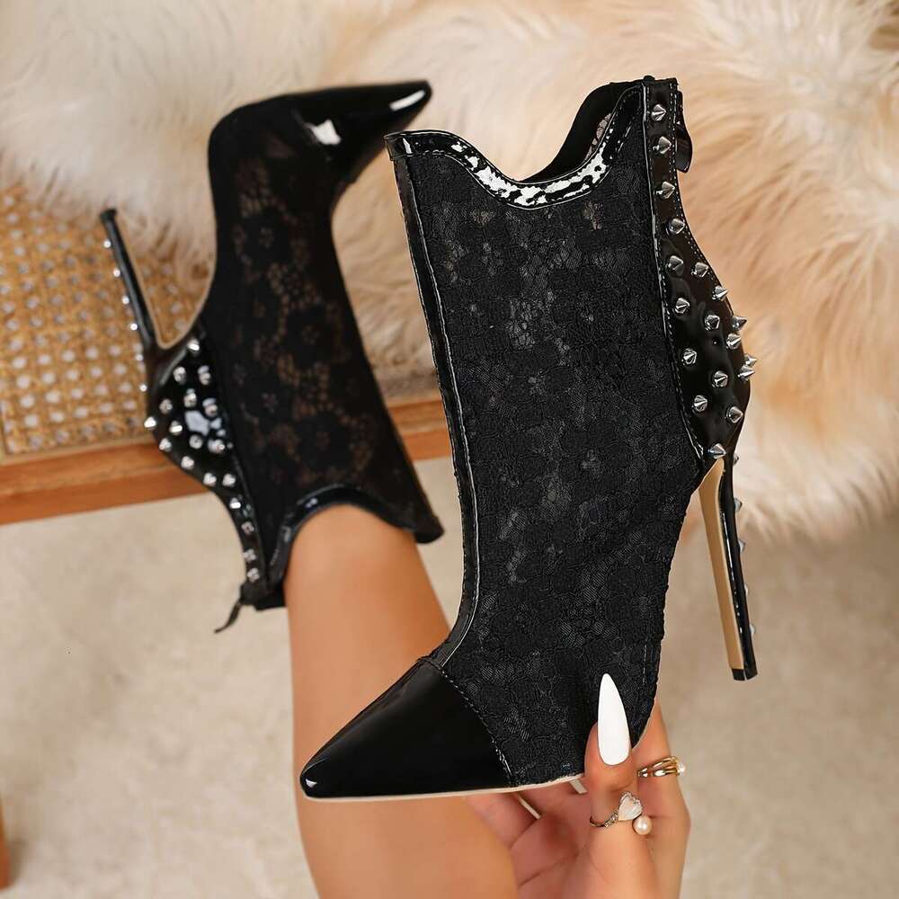 Italian Roman Boots Pointed Toe Stiletto Heels, Slip-Resistant Platform, Easy Zipper Closure, All-Season Formal Casual Shoes EU 35-42 / US Women'