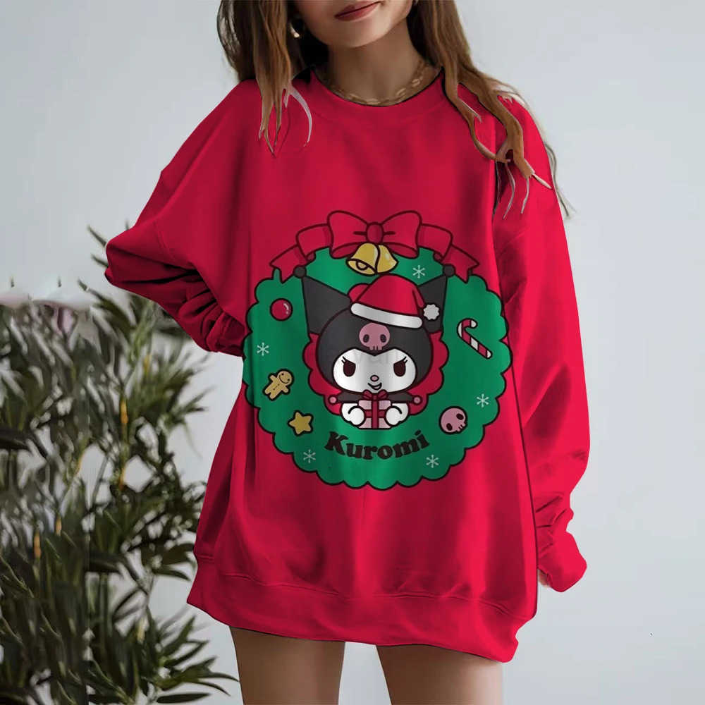 Sanrio Autumn And Winter New Longsleeved Loose Hoodie Hello Kitty print Top Womens Crewneck Sweatshirt Christmas Clothing Hoodie L251028