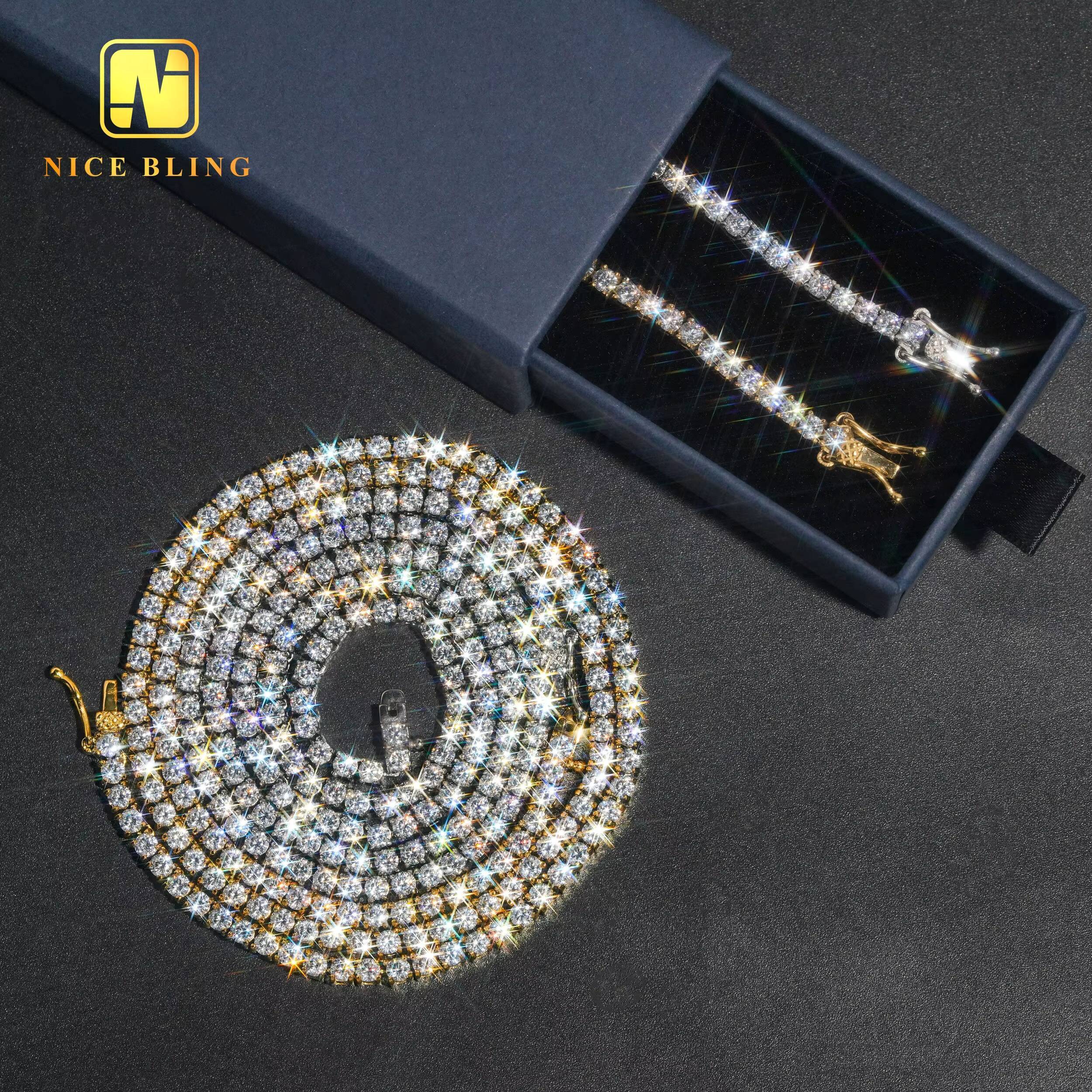 Wholesale Price Fashion Hip Hop Jewelry 316l Stainless Steel Tennis Chains 3mm 5a Cubic Zirconia Necklace Tennis Necklaces