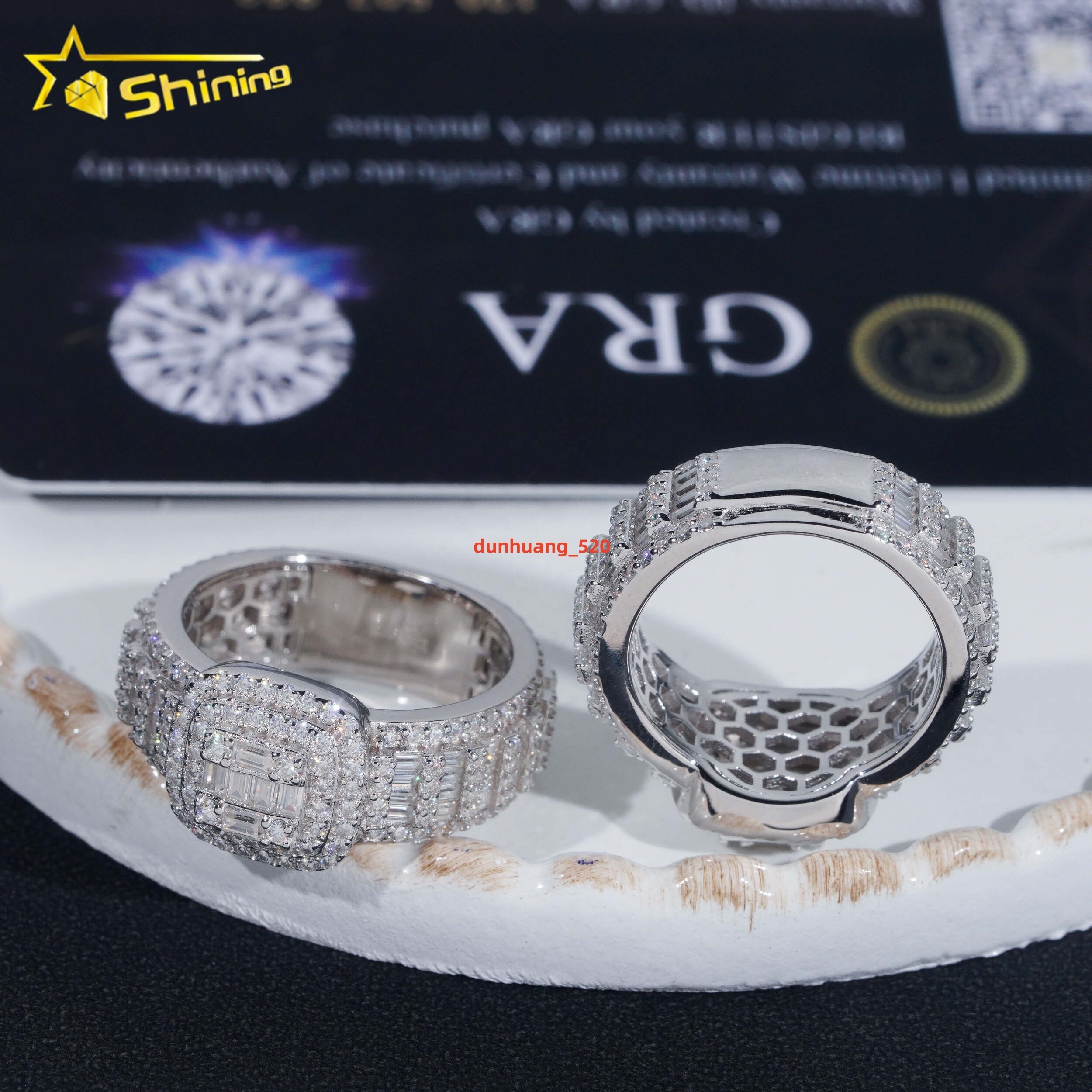 Factory Custom Luxury Rappers Jewelry 925 Sterling Silver Hip Hop Iced Out Diamond Moissanite Ring for Men