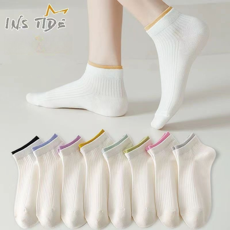 OC-David 511001 College Socks Women's Short Shallow Mouth Cute Short Tube Socks White Boat Socks Wholesale and Customization