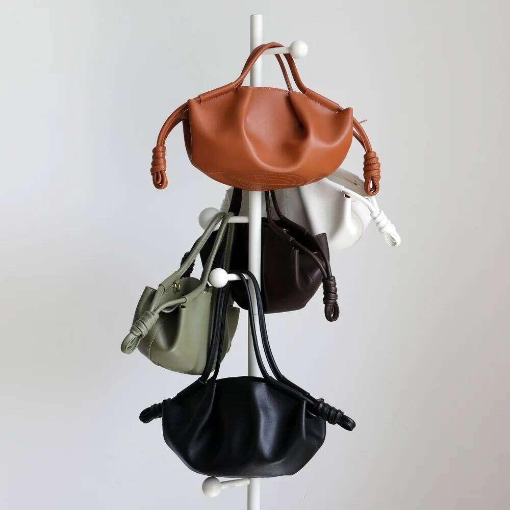 2025 New Design Luxury Genuine Leather Cloud Pleated Cowhide Cord One Fashion Ladies Shoulder Bag Handbag