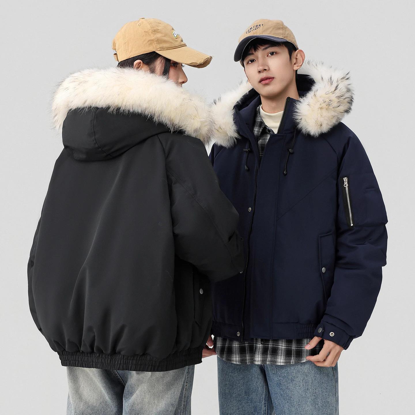 Casual Warm Hooded Duck Down Jackets With Detachable Fur Collar Winter Mens Outdwear Windproof Thicken Parkas Puffer Coats 251023