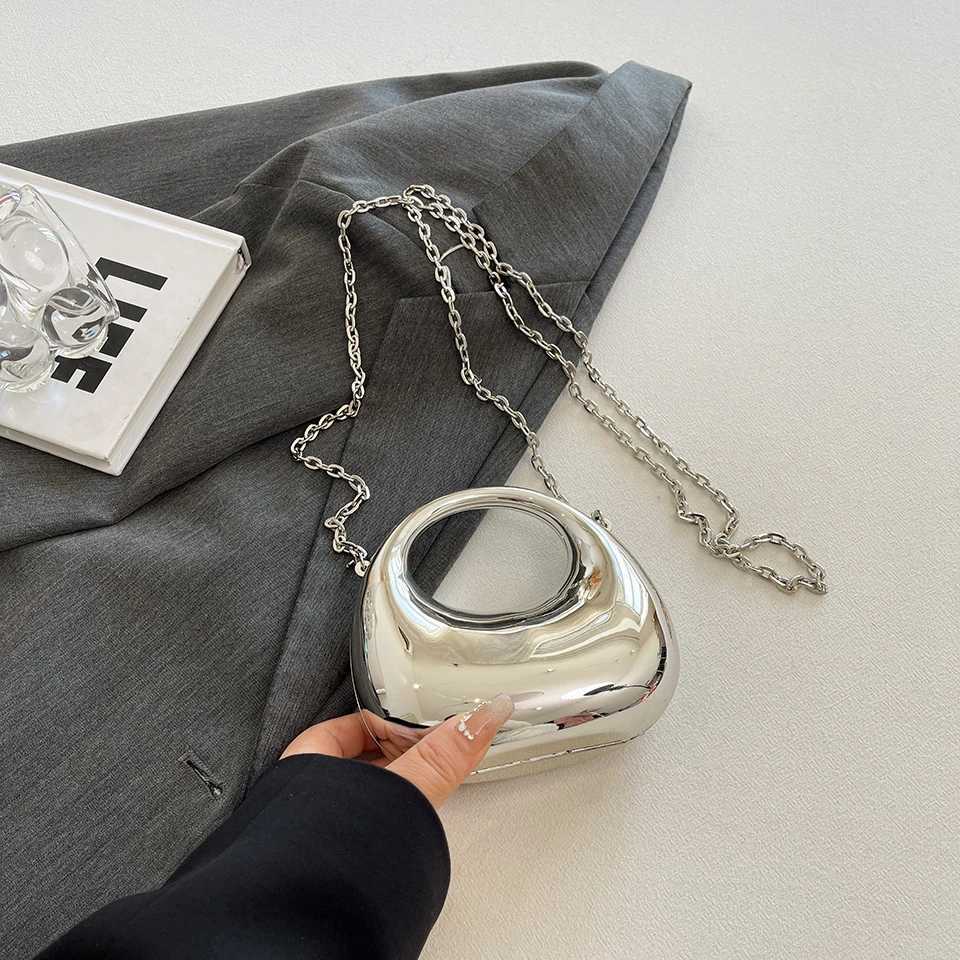 Silver Acrylic Material Crescent Shape Evening Bag Handbag Crossbody Bag for WomenW251028