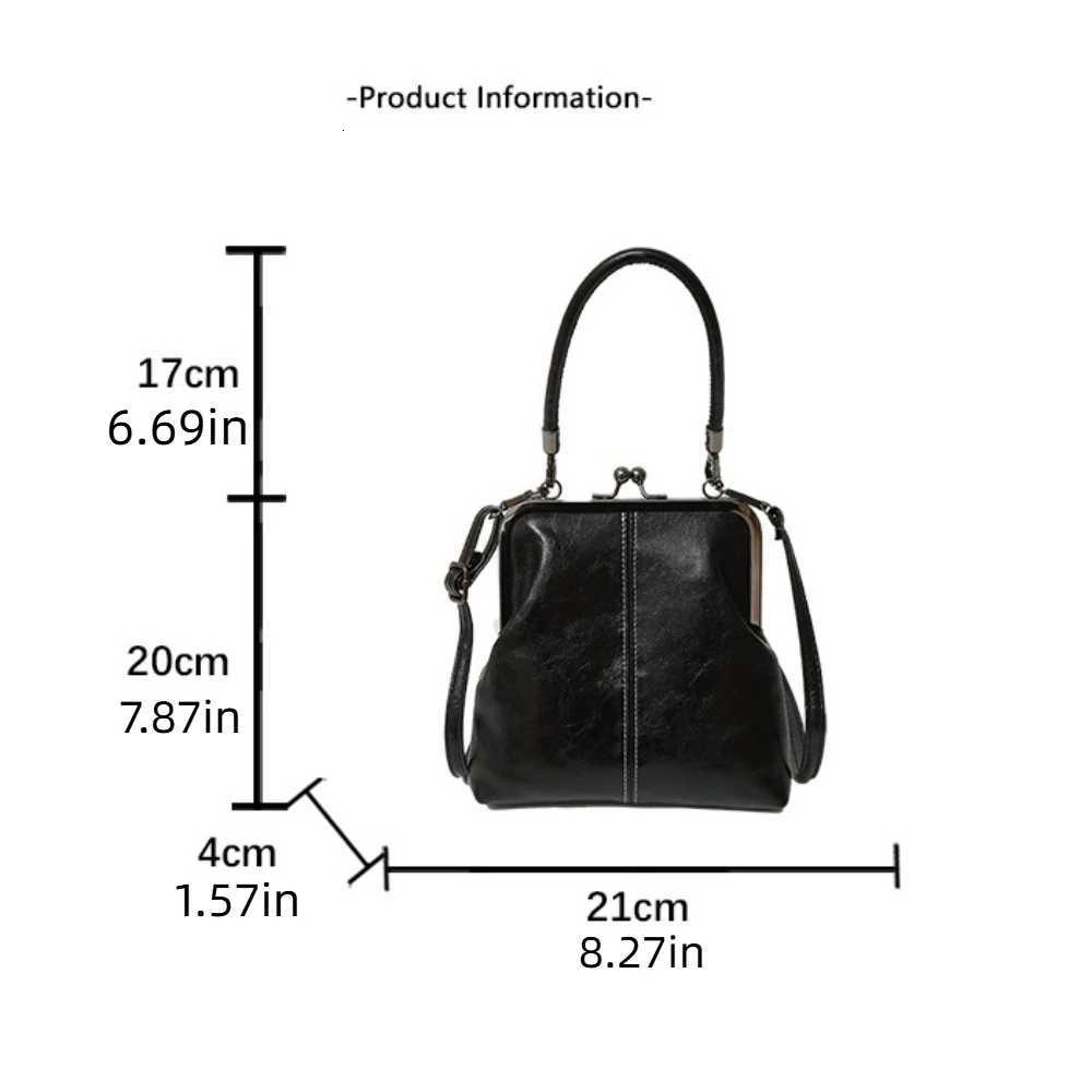 Elegant Kiss Lock Shoulder Bag Large Capacity PU Leather Chinese Style Crossbody Bag Solid Color Retro Vintage Womens HandbagT251028