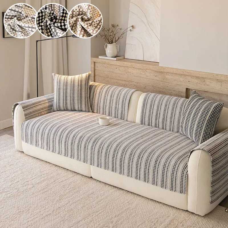 1PCAutumn and winter Chenille sofa cushion light French style anti slip straight row sofa cushion C251028