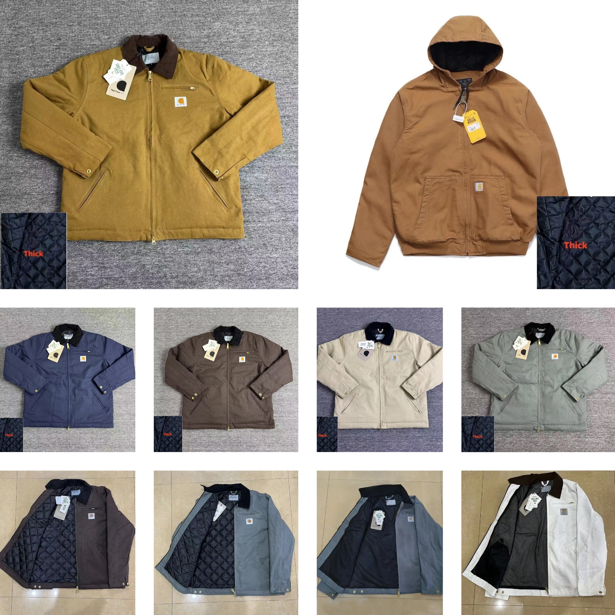 Designer Men's Carharretss Jackets Heavyweight embroidery Thick Men Jacket Carharretshoddie top quality 100% cotton coat mesh lining work jackets