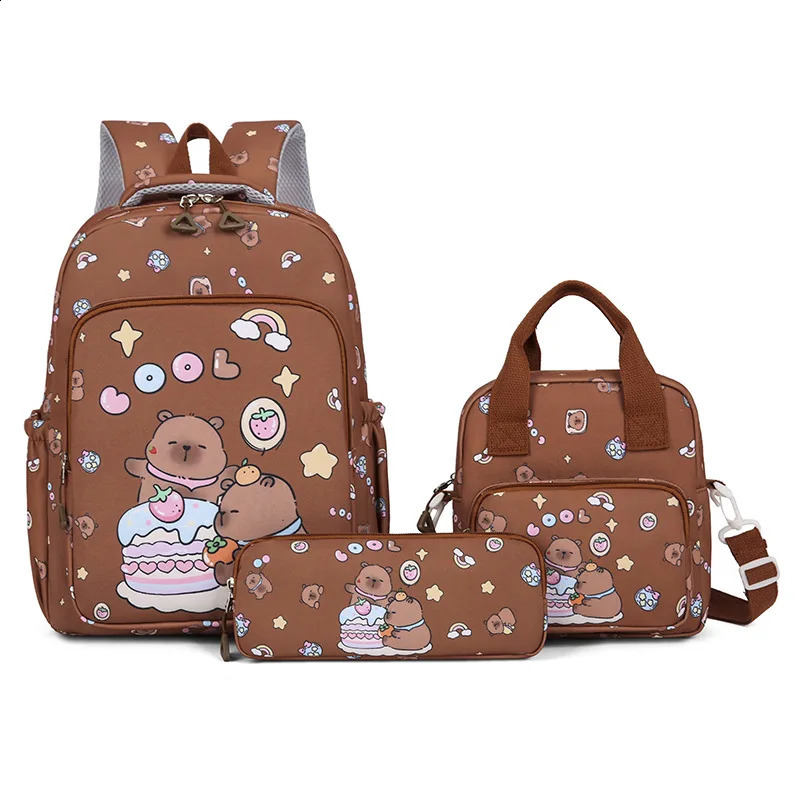 Capybara School Bags for Girls Primary Schoolbag Cartoon Backpack Set Rucksack Bagpack Kids Cute Children Book 251018