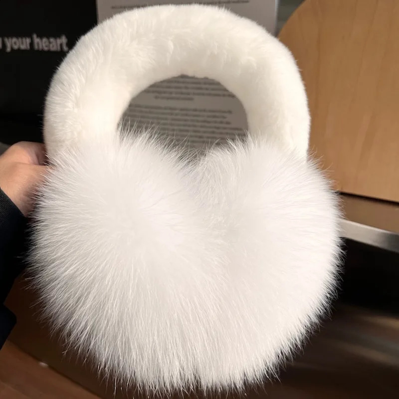 Real Fox Ear Muffs For Women Winter Thick Warm Ear Covers Plush Ear Muffs For Riding outdoor Female Ear Protection AntiFreeze 251027