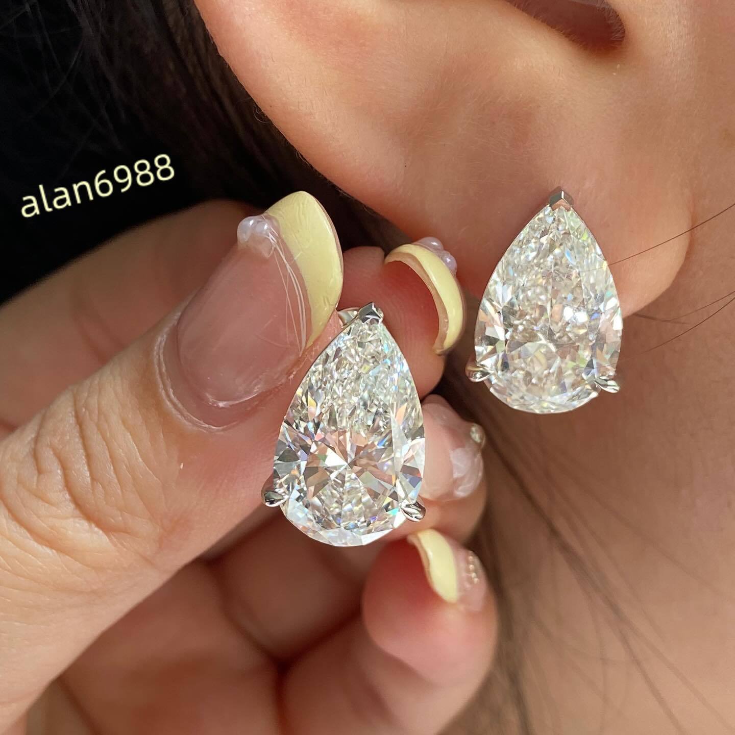 Dainty 60 Carat Pear Cut Solitaire Stud Earrings Screw Back Moissanite in White Gold Earring For Her Birthday Gifts