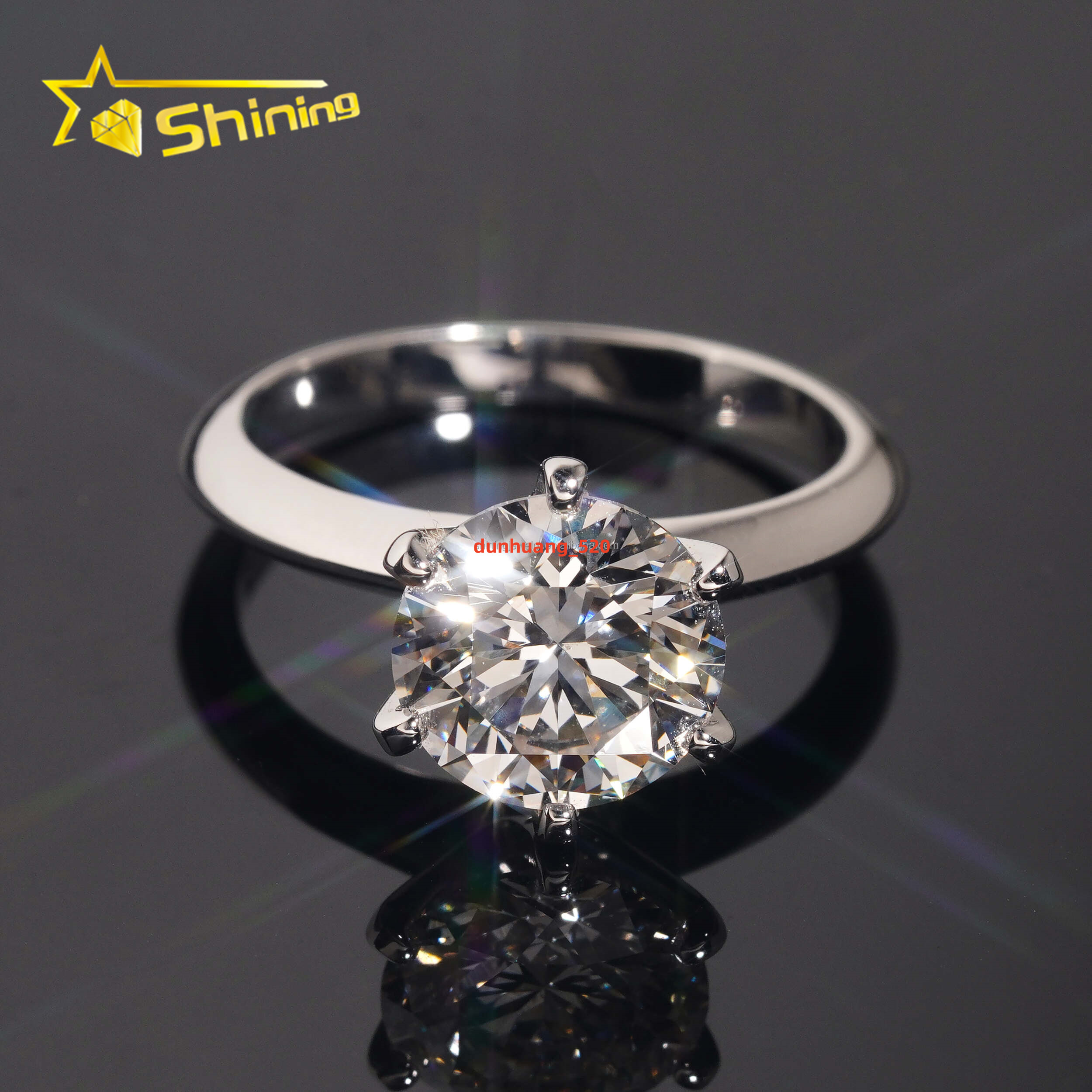 Customized Bridal Jewelry 18K White Gold Luxury Fiance Engagement Ring 3Ct Round Brilliant Lab Grown CVD Diamond Solitaire Ring