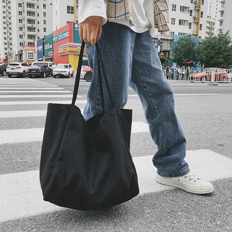 Casual Canvas Shopping Bag High Quality Eco Reusable Grocery Handbag Lightweight Shoulder Bags Large Capacity Daily Tote PouchW251028