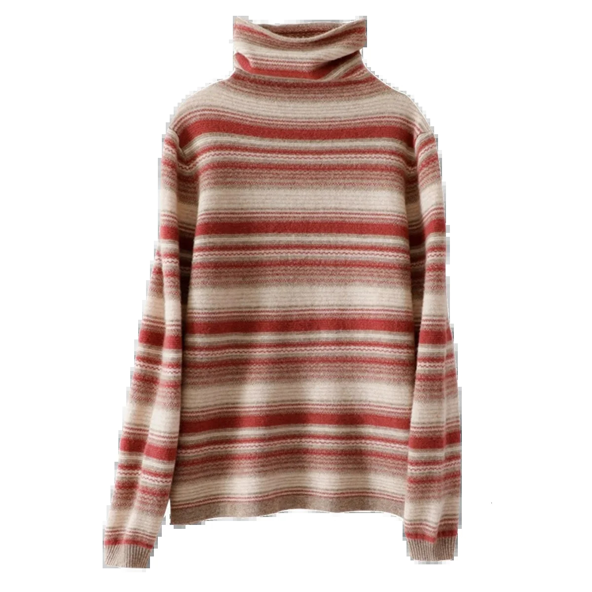 Autumn Winter Women Sweater Turtleneck Long Sleeve Warm Pullovers Fashion Stripe Knitwear Korean Bottoming Shirt Basic Jumper 251027