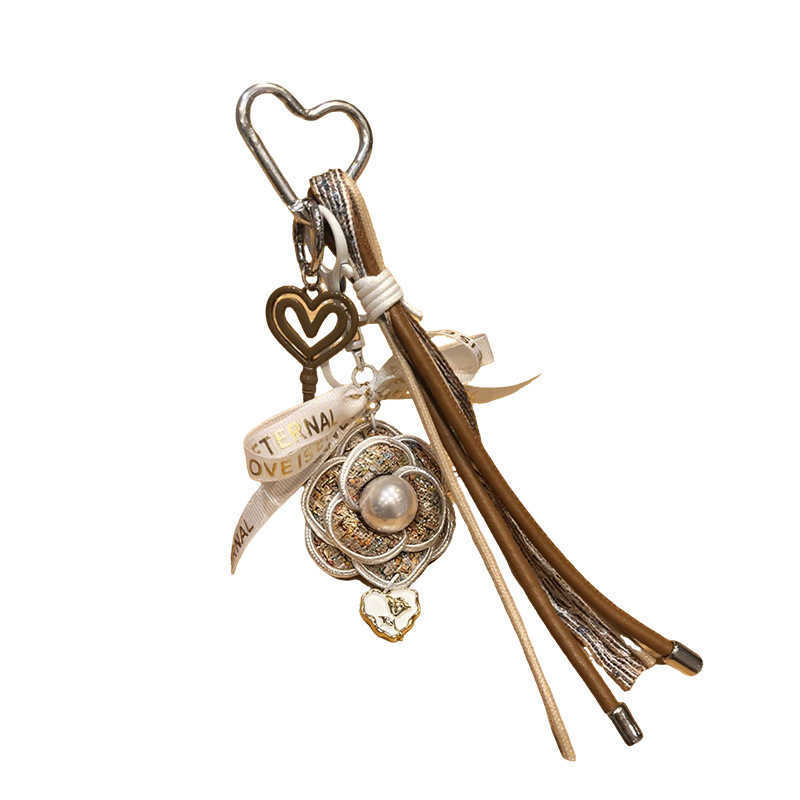 Style Pearl Camellia Car Keychain Womens Bag Pendant Keychain Creative AccESSory J251118