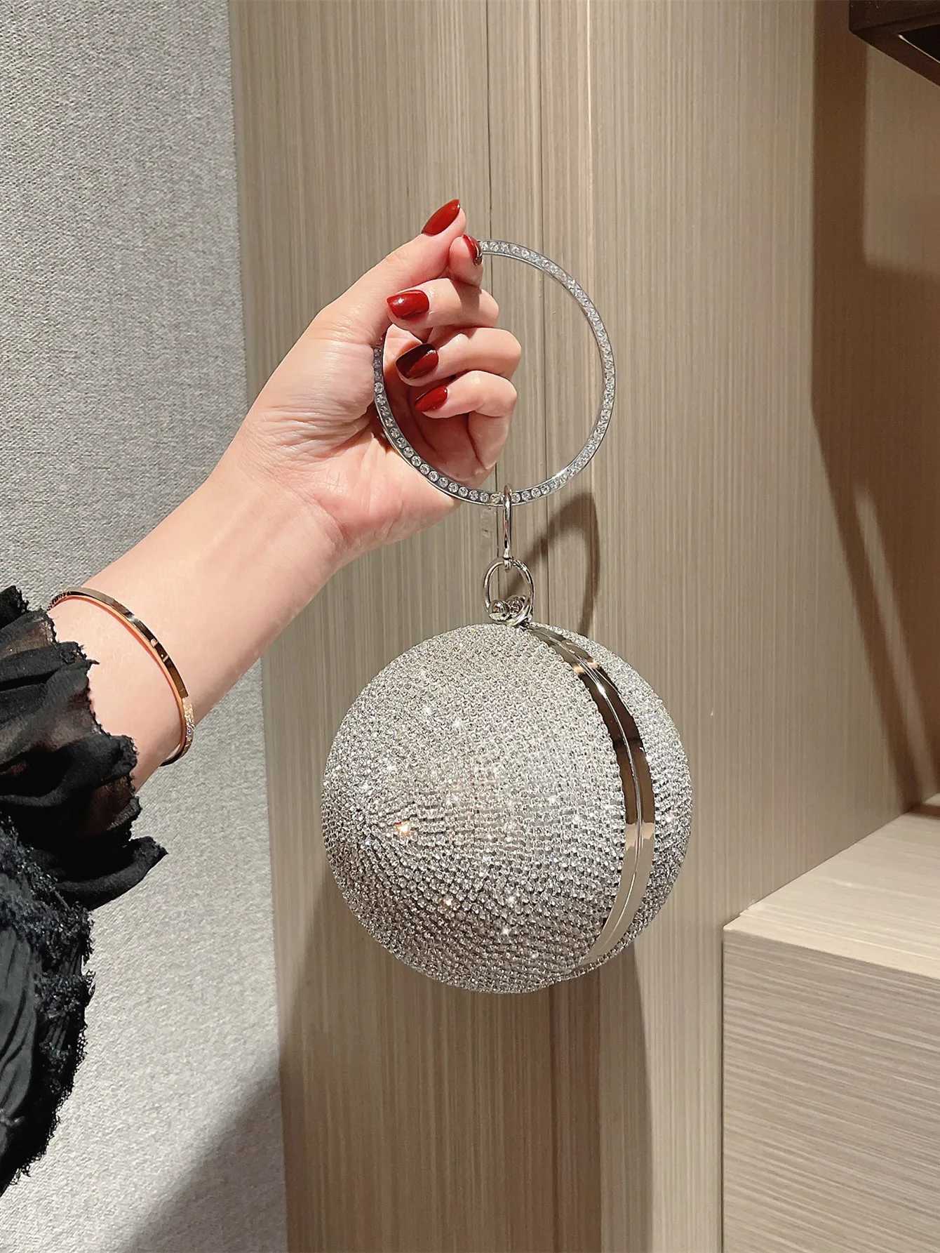 Womens Fashion Ball Sparkling Rhinestone Dinner Bag Full of Diamond Party Bag Clutch Bag Party Bag Prom Bag Evening Bag H251027