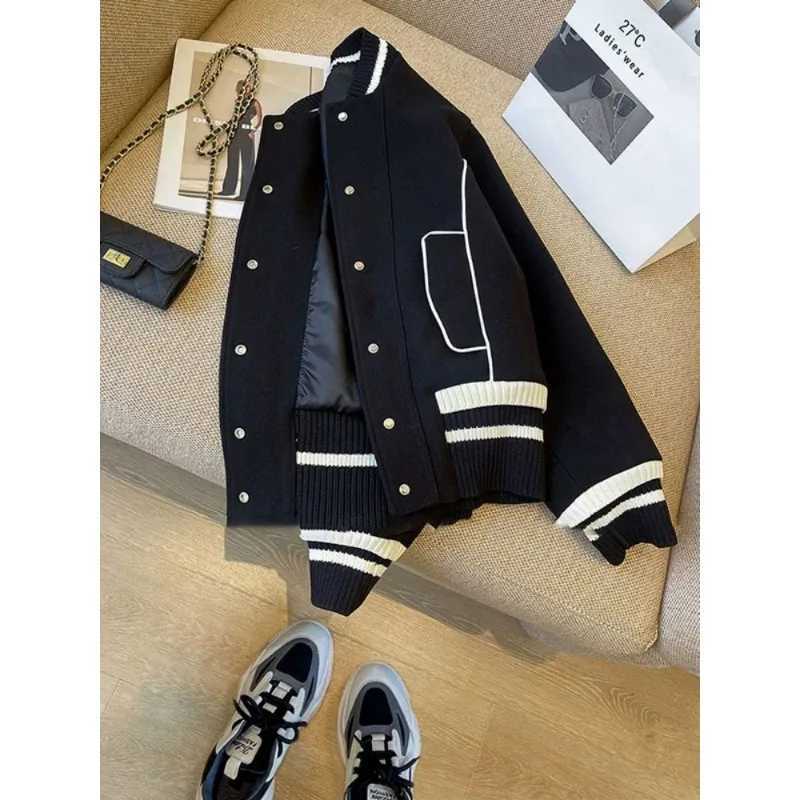 Autumn and Winter Quilted Baseball Womens Korean Style Loose Casual Splicing Jacket Coats Top J251028