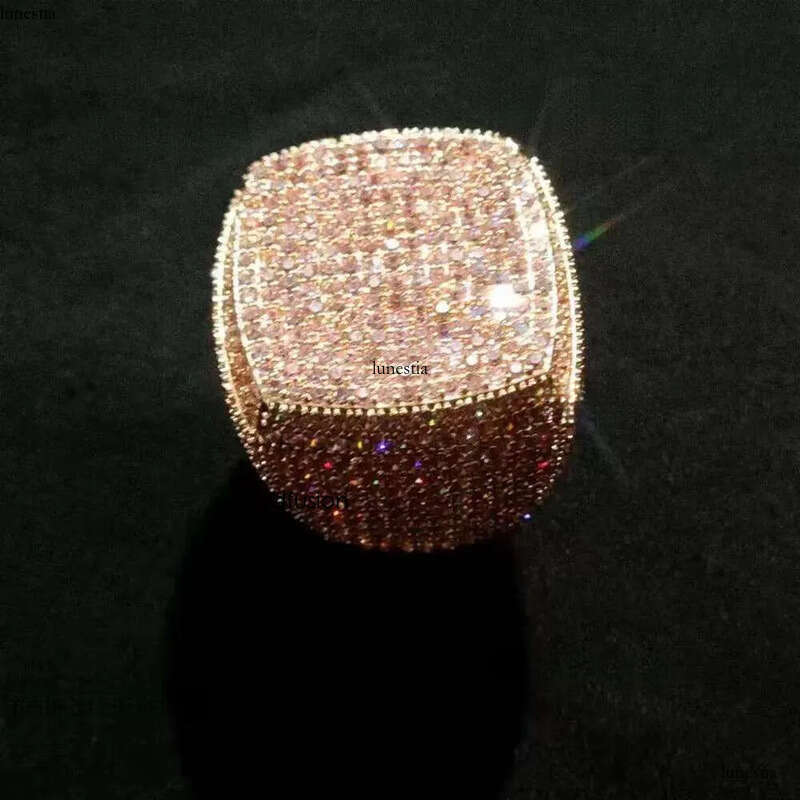 Hip Hop Rapper Men Iced Out Initial Letter Sier Moissanite Personalized Name Pinky Ring