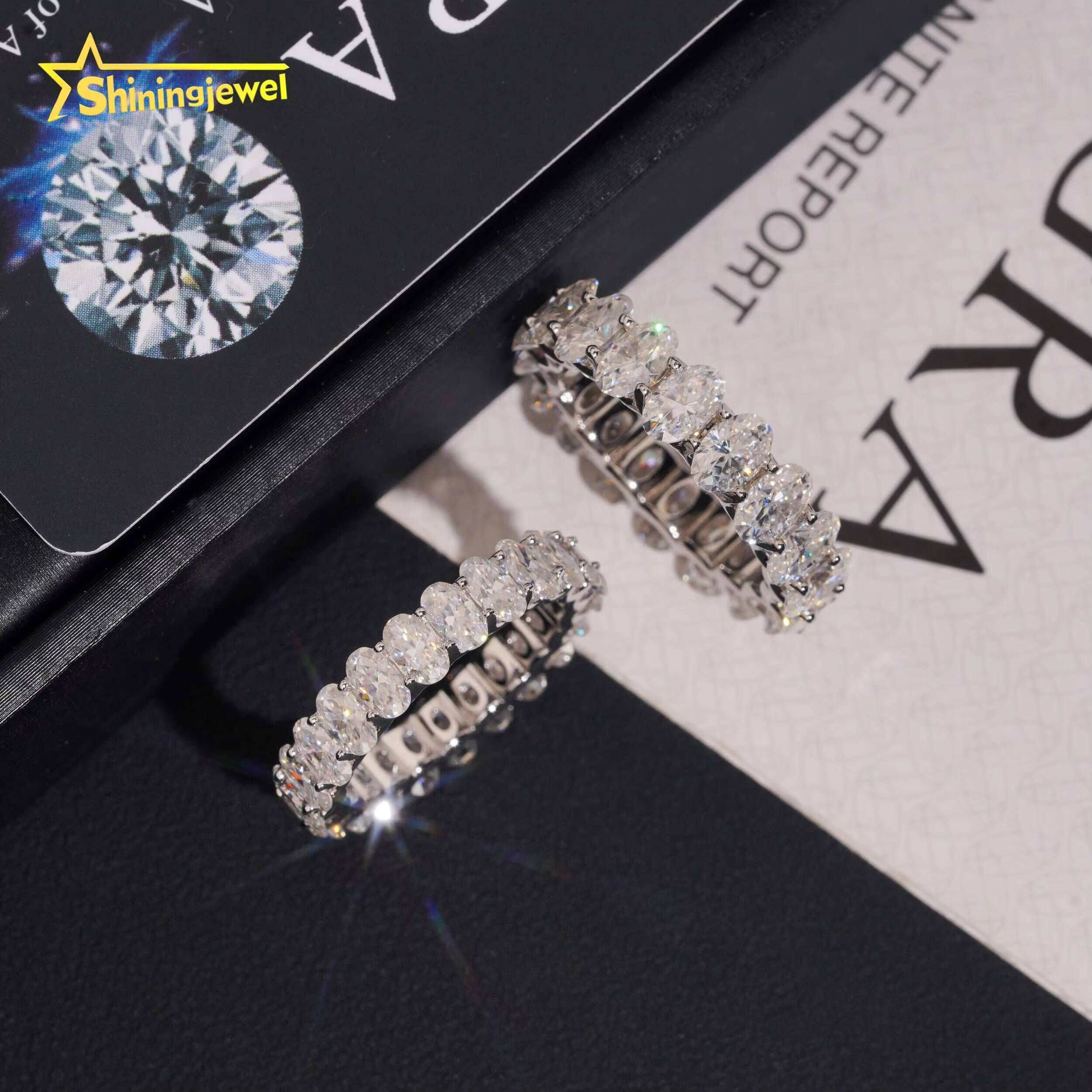 Luxury 925 Sterling Silver Full Oval 4x6 3x5 Moissanite Finger Ring Classic Wedding Engagement Fine Jewelry Gift for Women