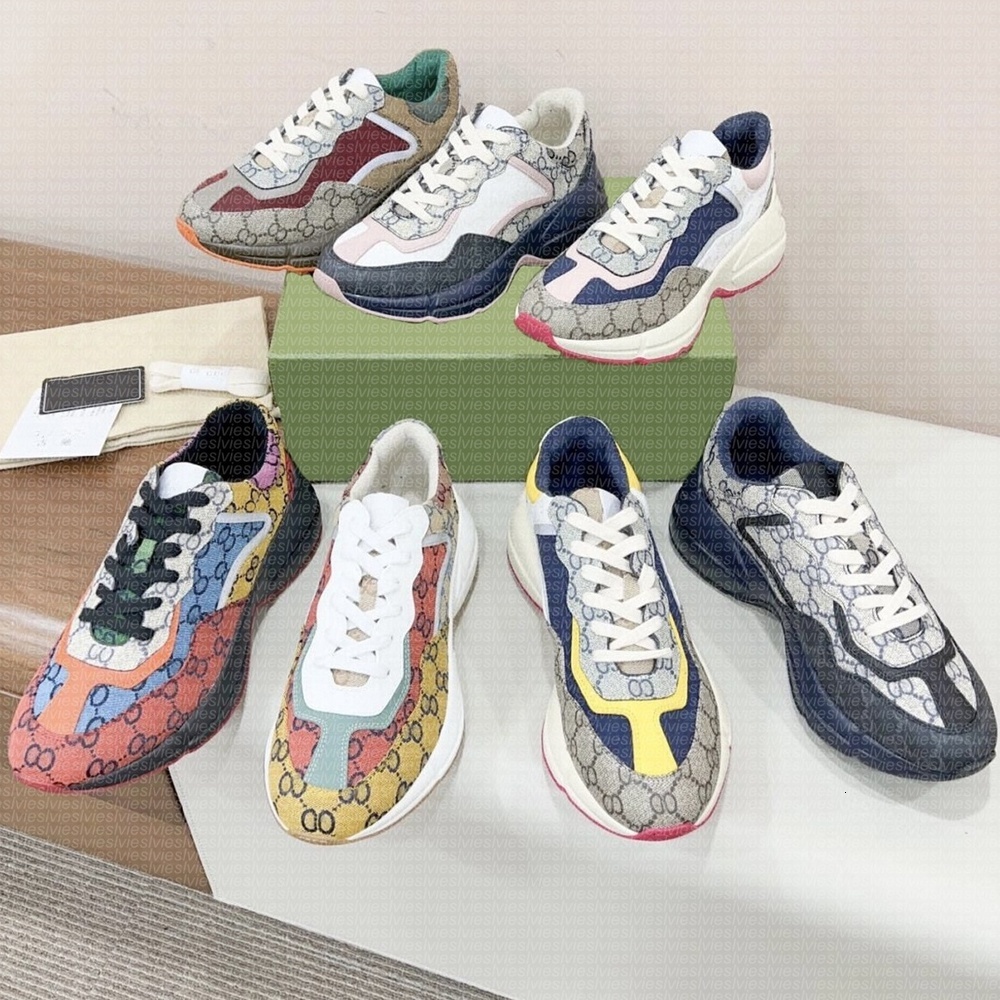 Designer Rhyton sneakers platform sneakers men sneakers Multicolor sneakers classic Beige Vintage Chaussures Sneakers Women Leather Trainers casual shoes