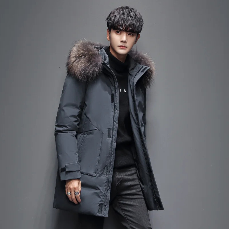 Mens Fashion Trend Windproof Warm Casual Fur Collar Feather Jacket Winter Highquality Comfortable Versatile Warm Down Jacket 251023