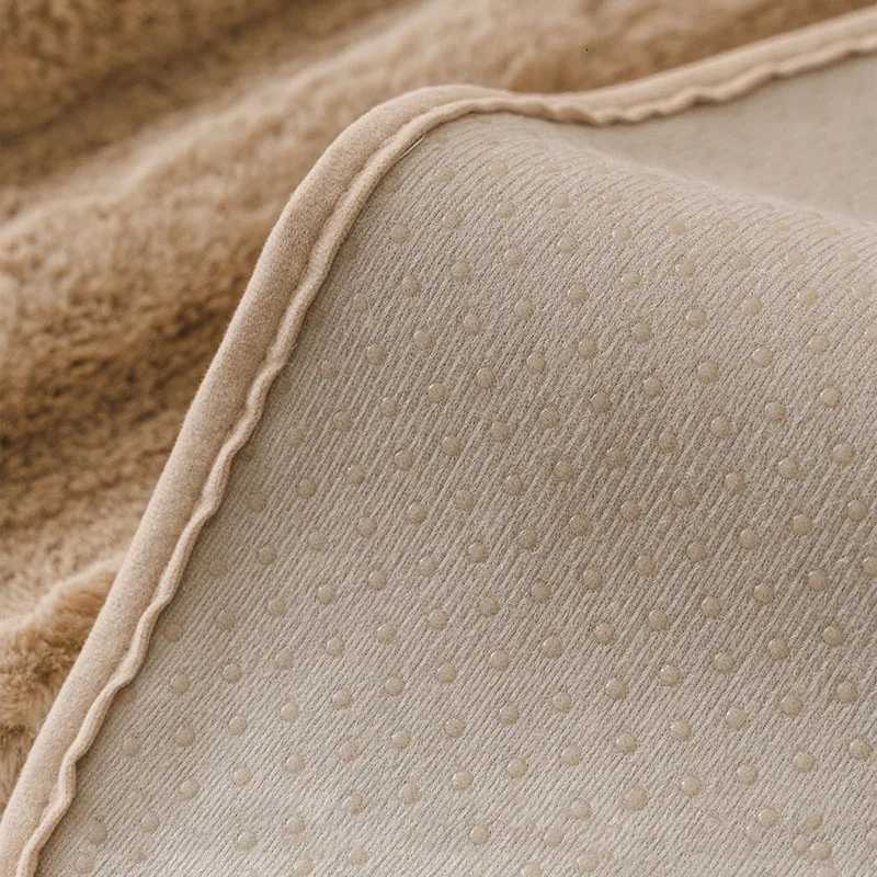 Irregular Faux Rabbit Fur Sofa Cushion with Vertical Stripes Autumn Winter Thick Warm Couch Slipcover Solid AntiSlip Home Decor C251028