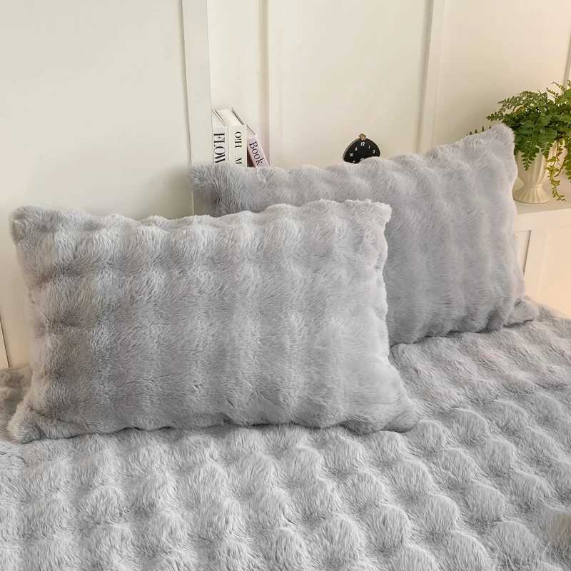 Pillow Case 2pcs Fluffy Plush case 48x74cm Winter Warm Thickness Sham Soft Rabbit Fleece Decorative Cover for Winter C251028