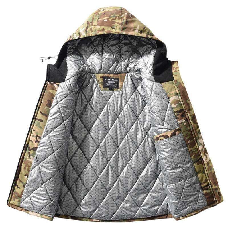 Camouflage Tooling Mens Hooded Parkas Thickened Winter Durable Multiple Pockets Outdoors Working Cotton Jackets Warm Windbreaker
