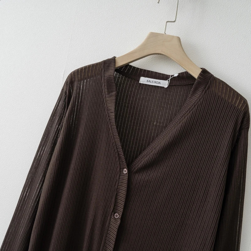 Women Casual Summer Holiday Cardigan White Grey Brown 251027