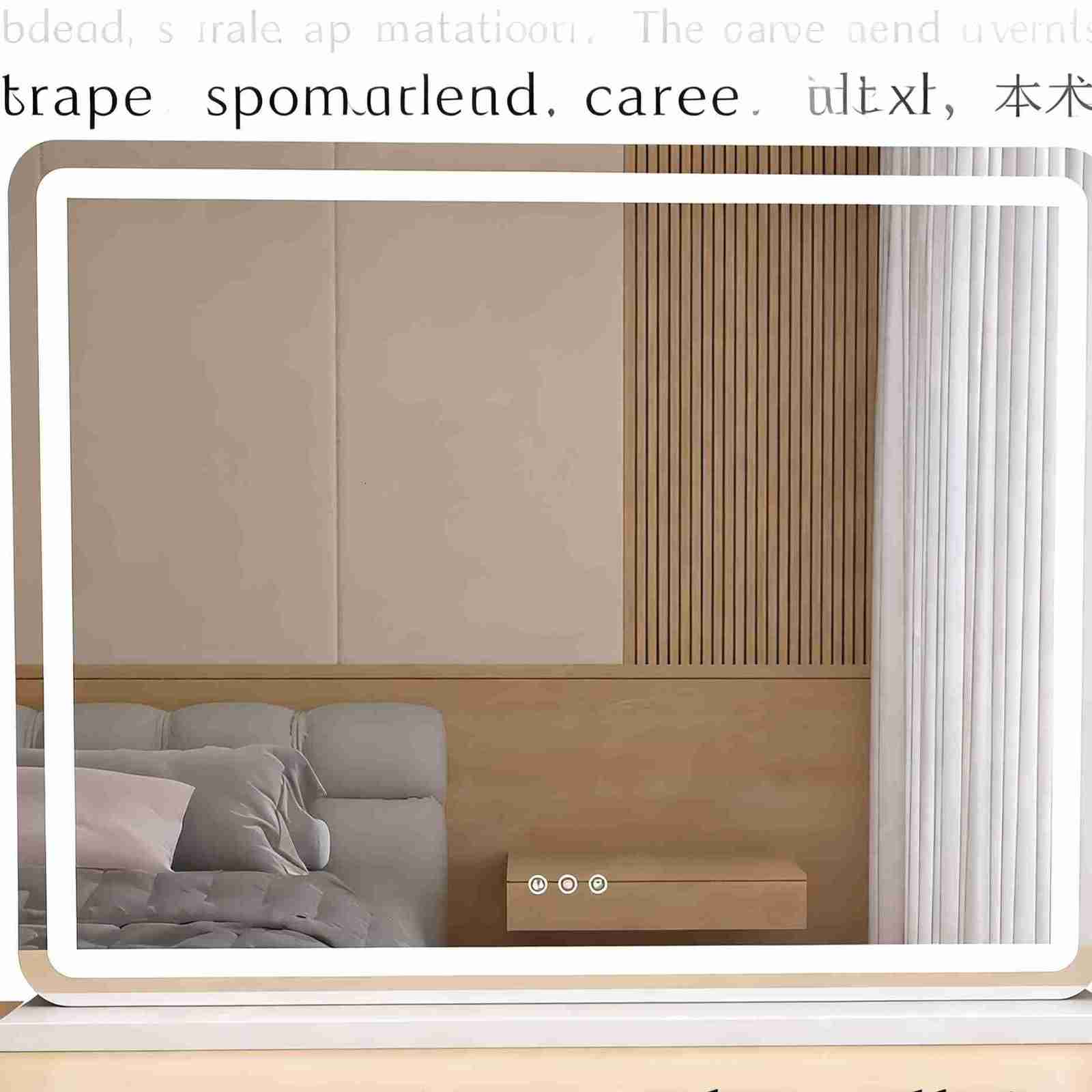 Mirror with lamp table-style large-sized vanity mirror with LED lights. Bedroom trendy product for students and household use C250917