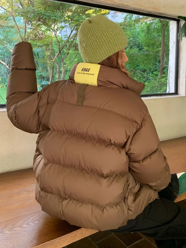 Winter Green Short Bread Parkas American Stand Collar Sports Casual Cotton Padded Coats Soft Warm Trendy Streetwear 251015