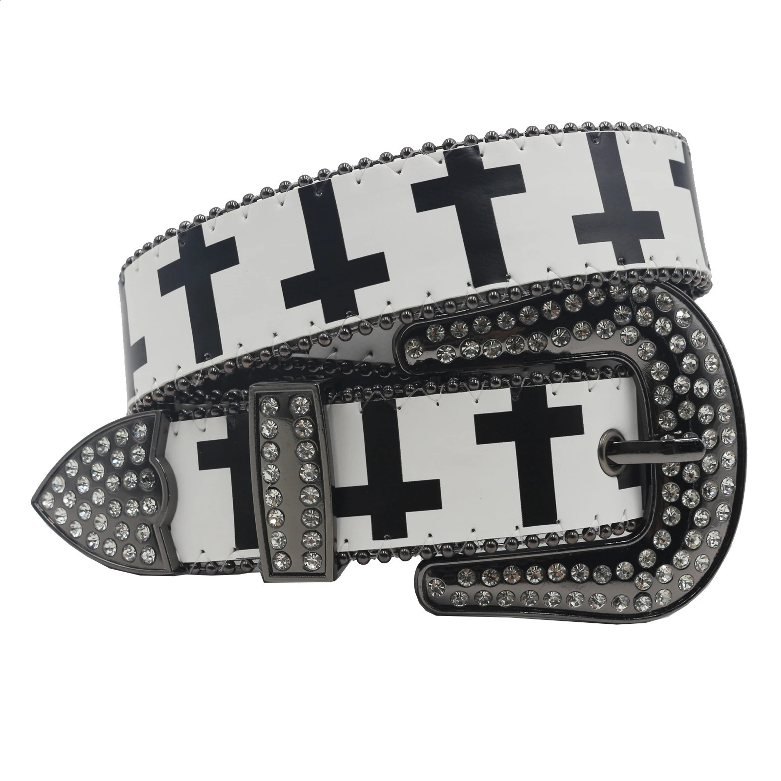 White T Rhinestone Belt Ladies er Belt Diamond Soldier Belt Western Cowboy Y2K Fashion Belt Hip Hop Graffiti Style 251027