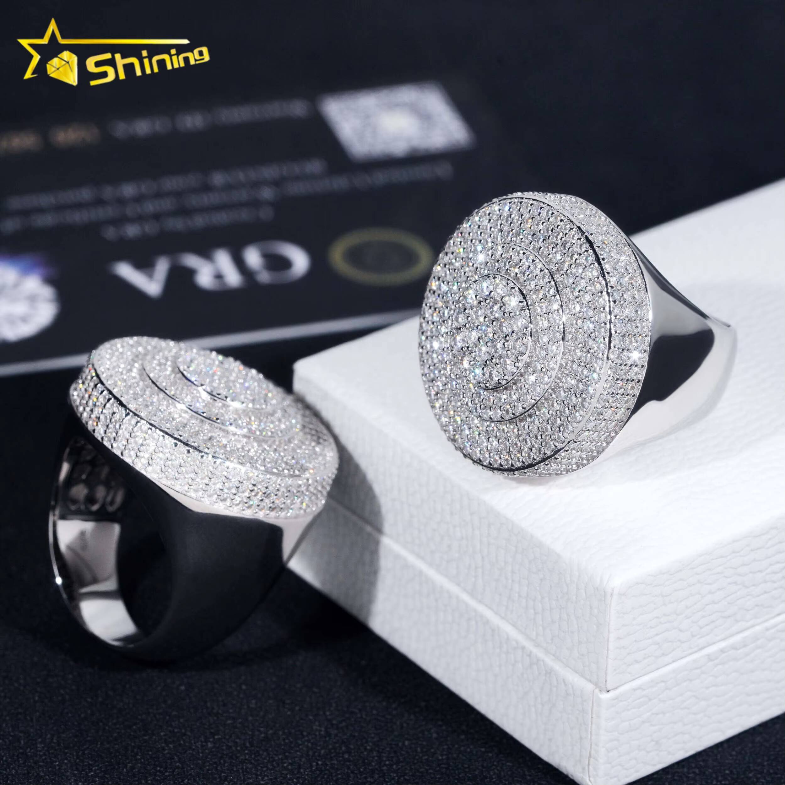 Wholesale Gold Plated Men Style Classic 925 Silver Ring Hip Hop Jewelry Style VVS Diamond Moissanite Mens Ring