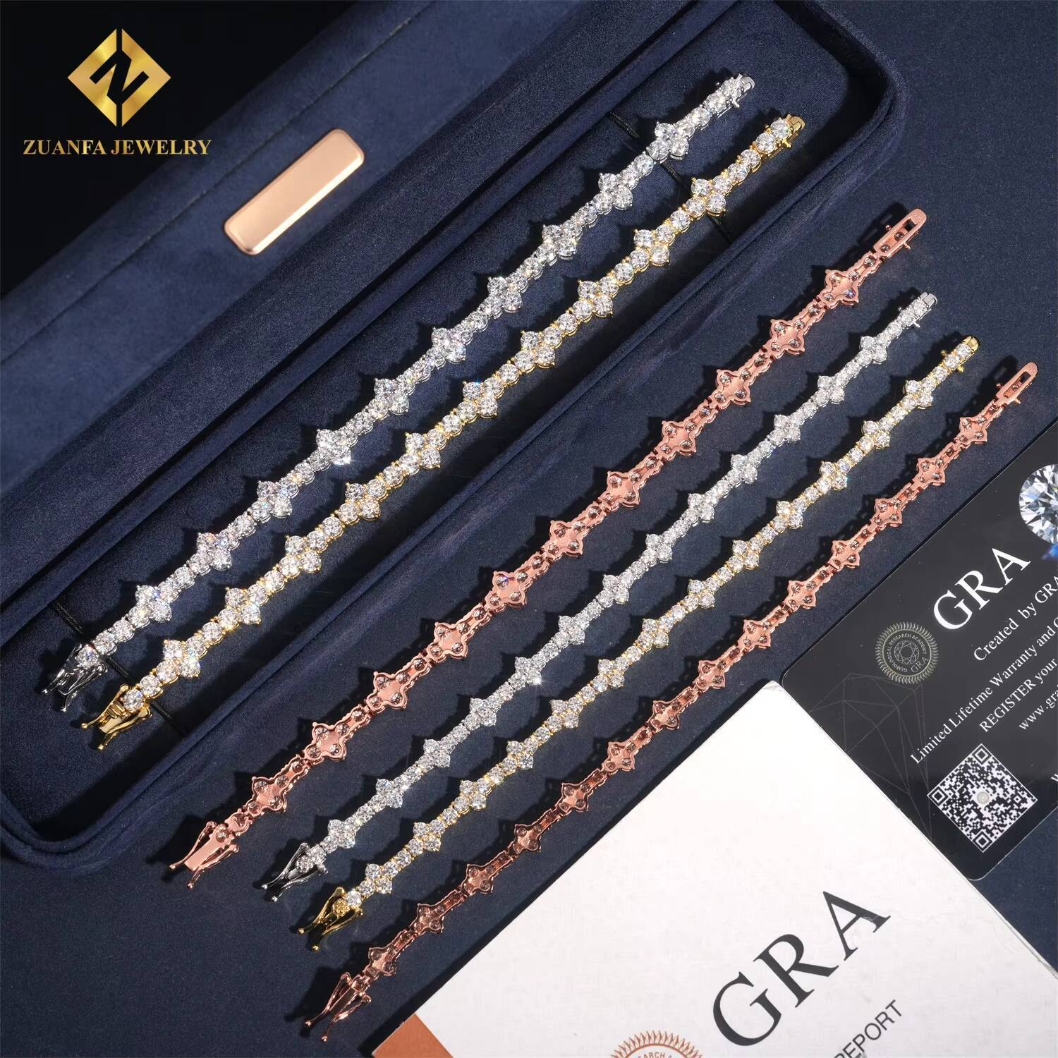 Ready to Ship Mini Cross Cluster Moissanite Tennis Bracelet Necklace 3mm 4mm Iced Out 925 Silver Tennis Bracelet Hip Hop Jewelry