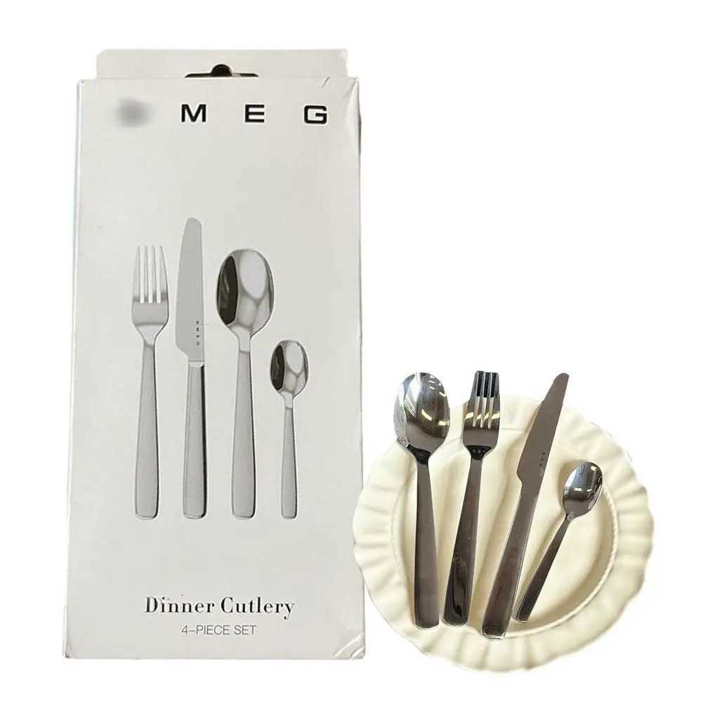 4 pcs Western tableware fork spoon fork stainless steel fork spoon Western tableware polishing set gift giveaway kitchen Y251025