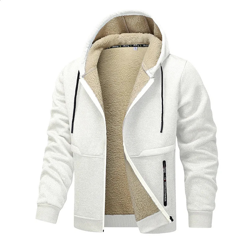 Winter Mens Sherpa Fleece Jacket Thicken Warm Hooded Coat Outdoor Sports Windproof Casual Thermal Fleece Jacket for Men 251024