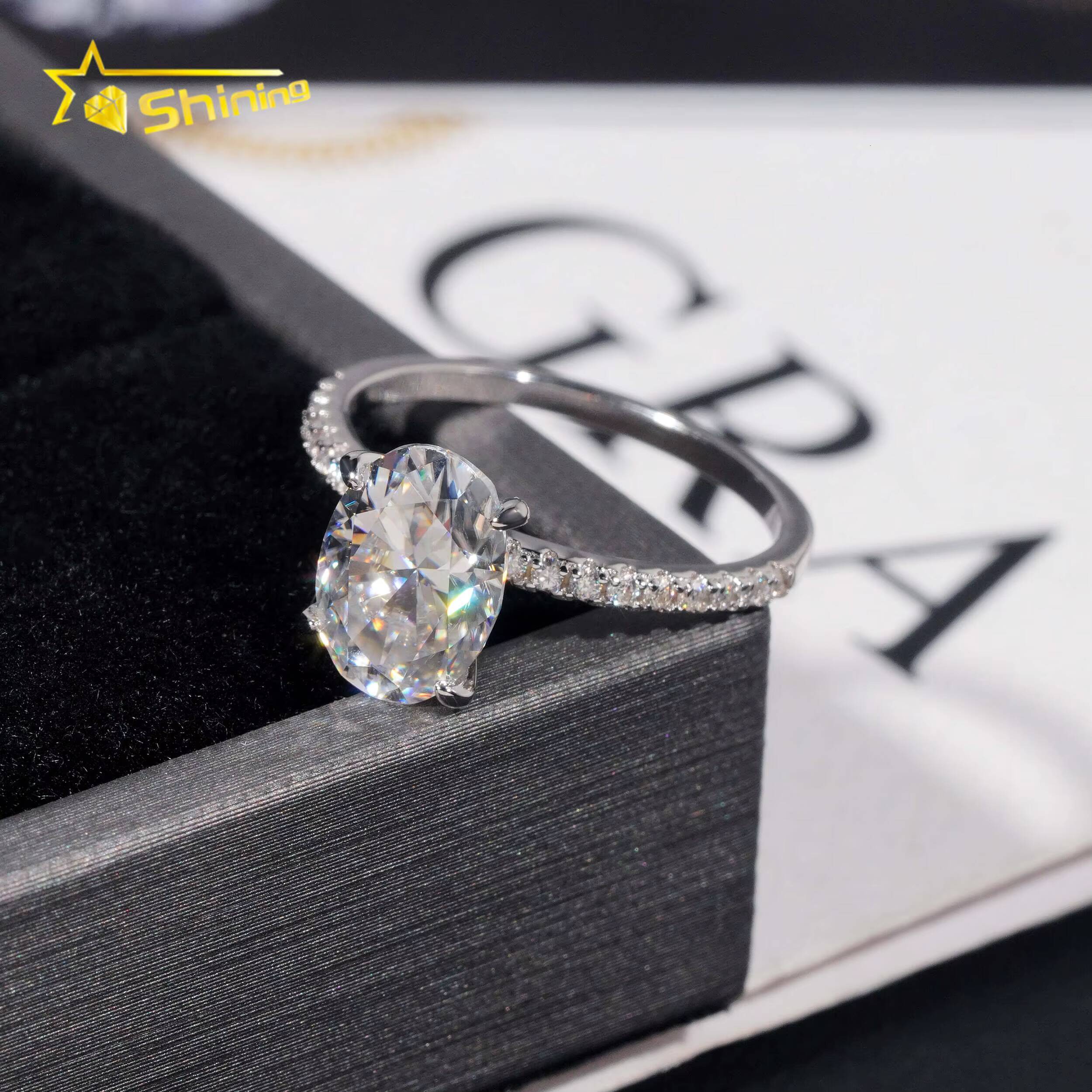 Fine Jewelry Woman Finger Rings Pass Diamond Tester Sterling Silver 7x10MM 25CT Oval Cut Moissanite Engagement Ring