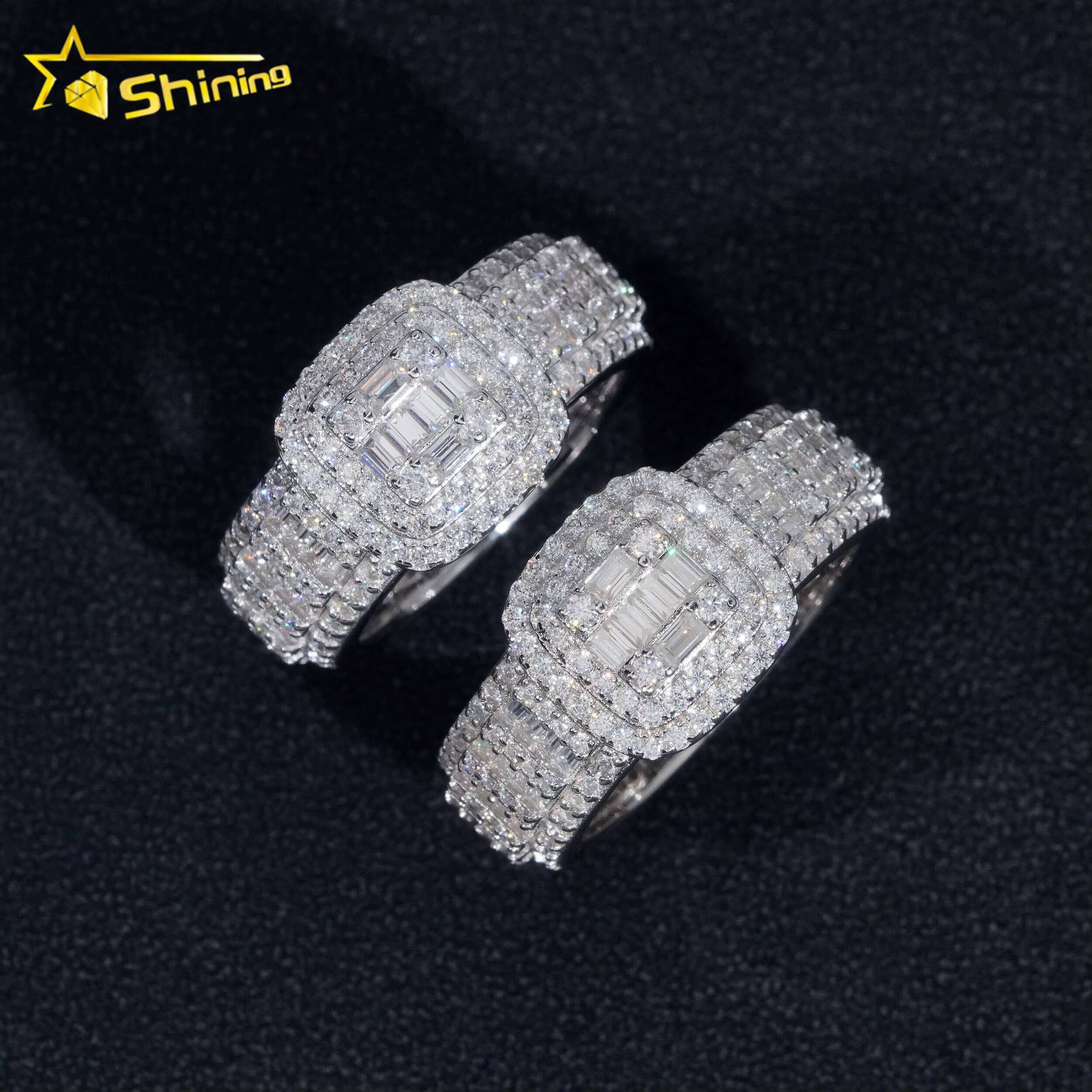 Factory Custom Luxury Rappers Jewelry 925 Sterling Silver Hip Hop Iced Out Diamond Moissanite Ring for Men