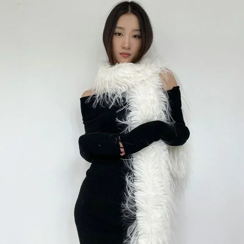 Women Mink Fur Scarf Earmuffs Set Winter Thickened Soft Warm Plush Solid Color Fur Collar Neck Long Scarf Couple Gift 251024