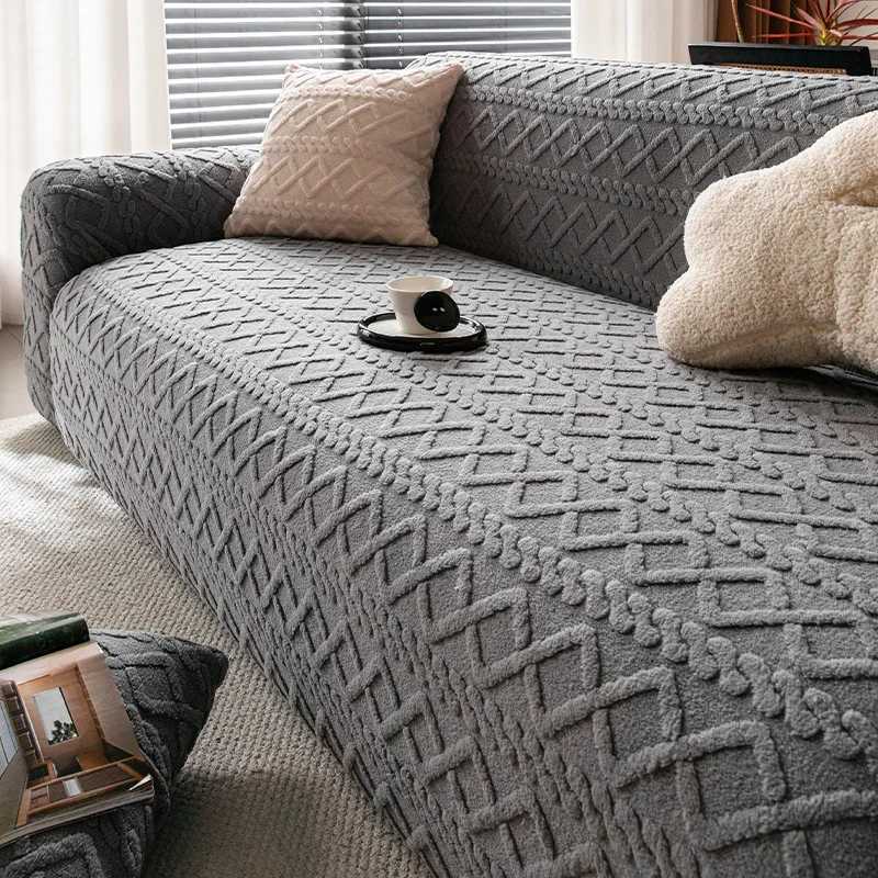 High Elasticity Solid Jacquard Sofa Cover Warm Home Accessories for Autumn and Winter Anti Slip and Dustproof Couch Cushion C251028